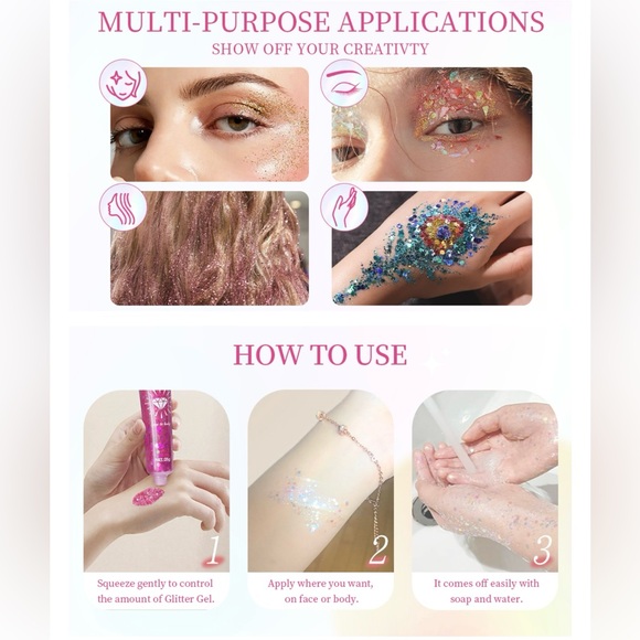 Glitter Face Paint- Holographic Chunky for Halloween, Music Festivals, or Raves - Picture 9 of 11